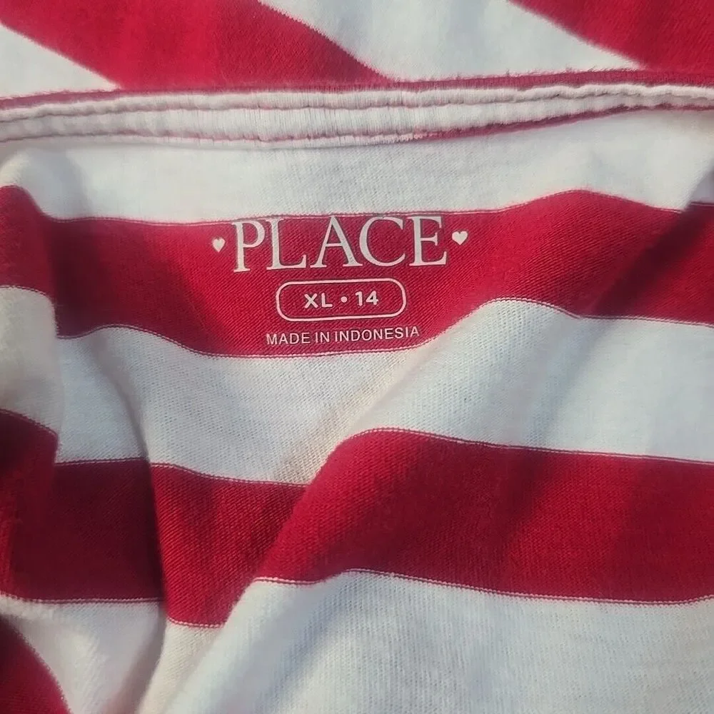 The Childrens‎ Place Striped Sharkbite Dress Kids XL 14 Red Americana Kidcore